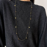 Bohemian Pyrite Long Necklace with Irregular Coin Accents - floysun