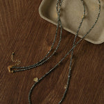 Bohemian Pyrite Long Necklace with Irregular Coin Accents - floysun