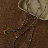 Bohemian Pyrite Long Necklace with Irregular Coin Accents - floysun