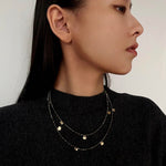 Bohemian Pyrite Long Necklace with Irregular Coin Accents - floysun