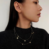 Bohemian Pyrite Long Necklace with Irregular Coin Accents - floysun