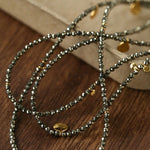 Bohemian Pyrite Long Necklace with Irregular Coin Accents - floysun