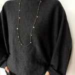 Bohemian Pyrite Long Necklace with Irregular Coin Accents - floysun