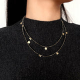 Bohemian Pyrite Long Necklace with Irregular Coin Accents - floysun