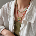 Bohemian Red Beaded Fish Necklace - floysun