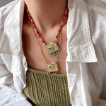 Bohemian Red Beaded Fish Necklace - floysun