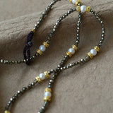 Bohemian Rhapsody – Gold Ore & Pearl Beaded Necklace with Bell Clasp - floysun