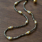 Bohemian Rhapsody – Gold Ore & Pearl Beaded Necklace with Bell Clasp - floysun