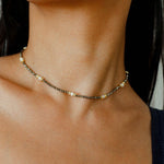 Bohemian Rhapsody – Gold Ore & Pearl Beaded Necklace with Bell Clasp - floysun