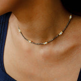 Bohemian Rhapsody – Gold Ore & Pearl Beaded Necklace with Bell Clasp - floysun