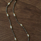 Bohemian Rhapsody – Gold Ore & Pearl Beaded Necklace with Bell Clasp - floysun