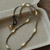 Bohemian Rhapsody – Gold Ore & Pearl Beaded Necklace with Bell Clasp - floysun