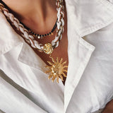 Bohemian Soulbound Double - Layer Necklace – Gold Ore & Black Spinel - floysun