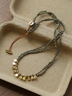 Bohemian Soulbound Double - Layer Necklace – Gold Ore & Black Spinel - floysun