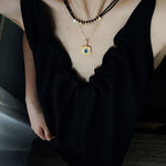 Bohemian Soulbound Double - Layer Necklace – Gold Ore & Black Spinel - floysun