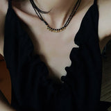 Bohemian Soulbound Double - Layer Necklace – Gold Ore & Black Spinel - floysun