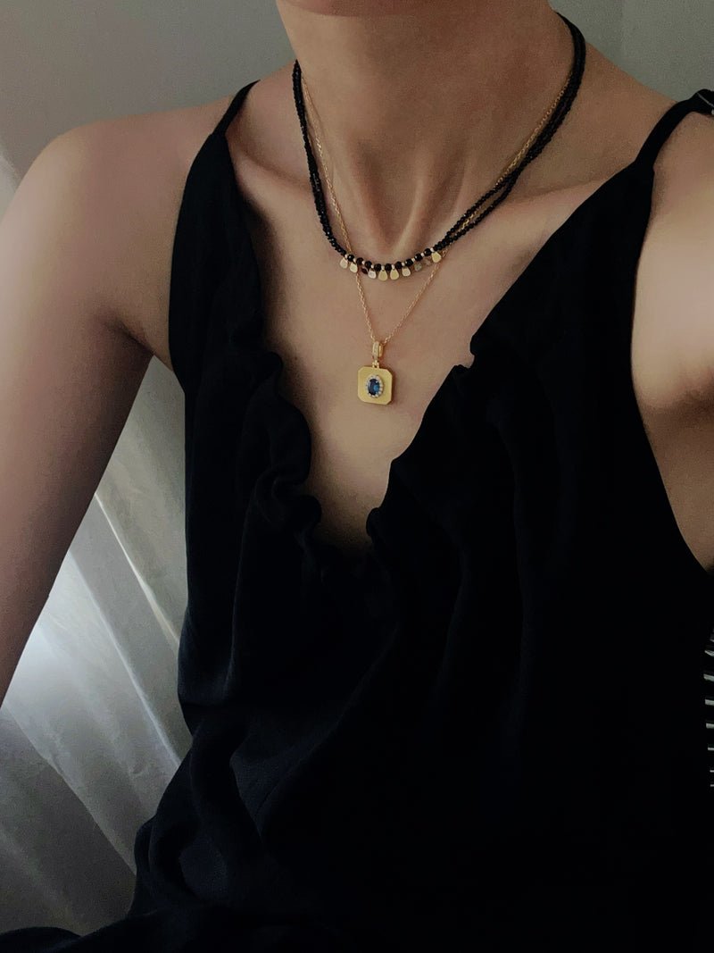Bohemian Soulbound Double - Layer Necklace – Gold Ore & Black Spinel - floysun