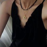 Bohemian Soulbound Double - Layer Necklace – Gold Ore & Black Spinel - floysun