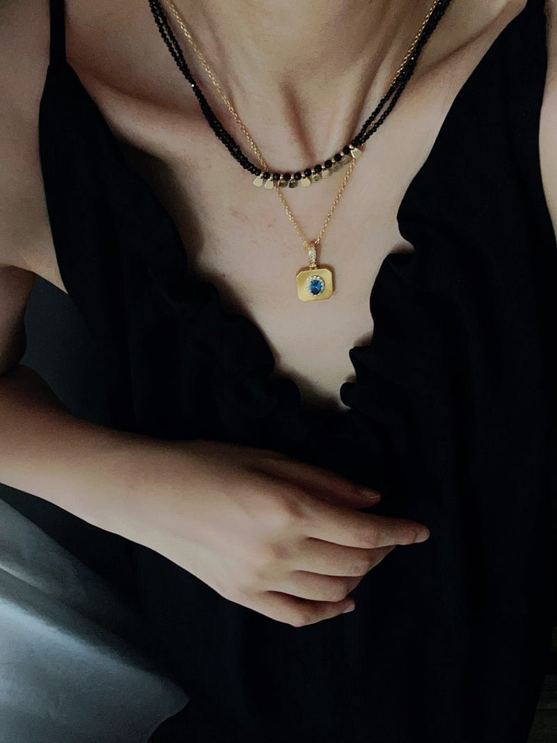 Bohemian Soulbound Double - Layer Necklace – Gold Ore & Black Spinel - floysun