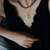 Bohemian Soulbound Double - Layer Necklace – Gold Ore & Black Spinel - floysun