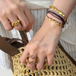 Bohemian Vintage Coin Gold Ore Beaded Bracelet - floysun