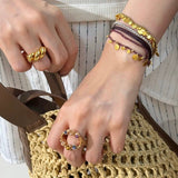 Bohemian Vintage Coin Gold Ore Beaded Bracelet - floysun