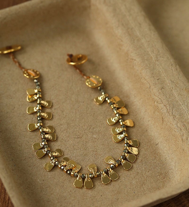 Bohemian Vintage Coin Gold Ore Beaded Bracelet - floysun