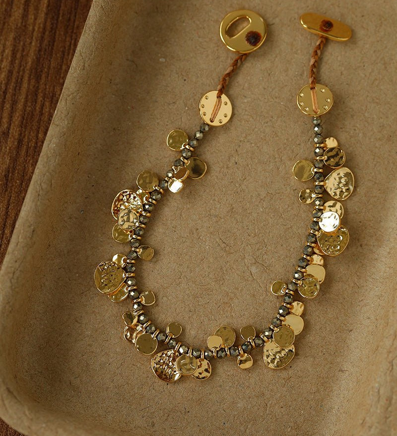 Bohemian Vintage Coin Gold Ore Beaded Bracelet - floysun