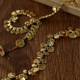 Bohemian Vintage Coin Gold Ore Beaded Bracelet - floysun