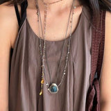 Bohemian Woven Natural Stone Necklace – Silver Accents - floysun