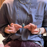Bohemian Woven Natural Stone Necklace – Silver Accents - floysun