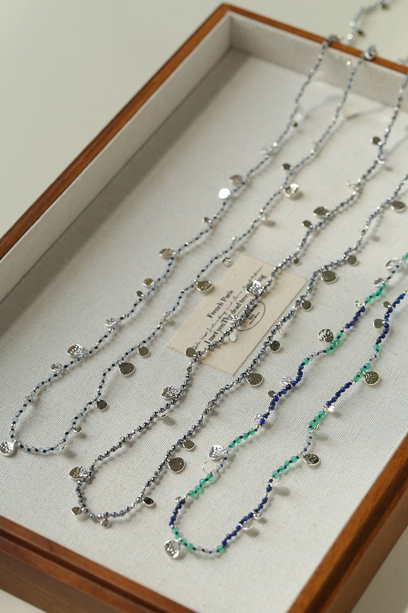 Bohemian Woven Natural Stone Necklace – Silver Accents - floysun