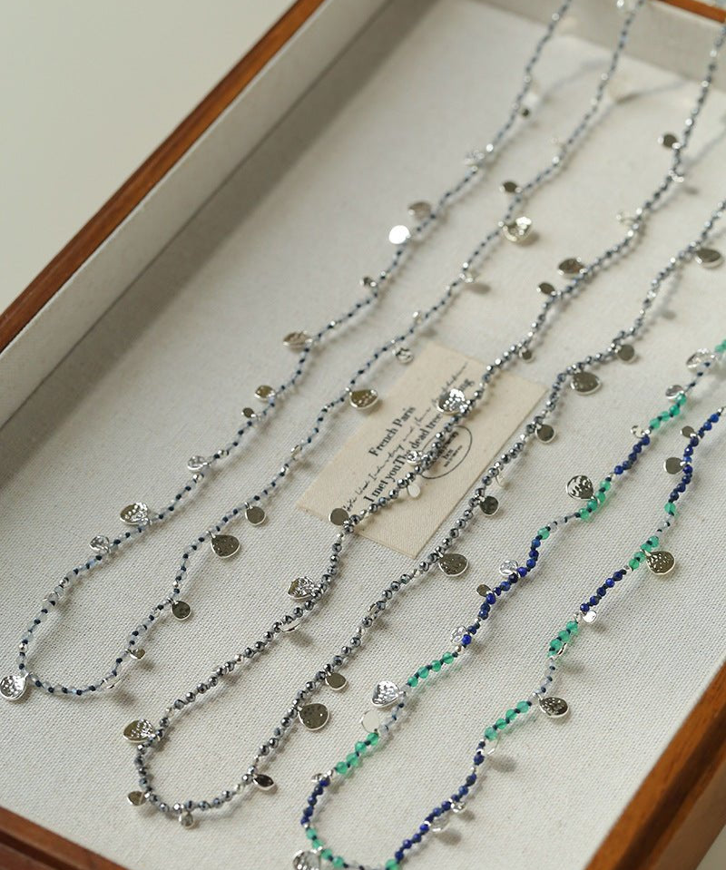 Bohemian Woven Natural Stone Necklace – Silver Accents - floysun