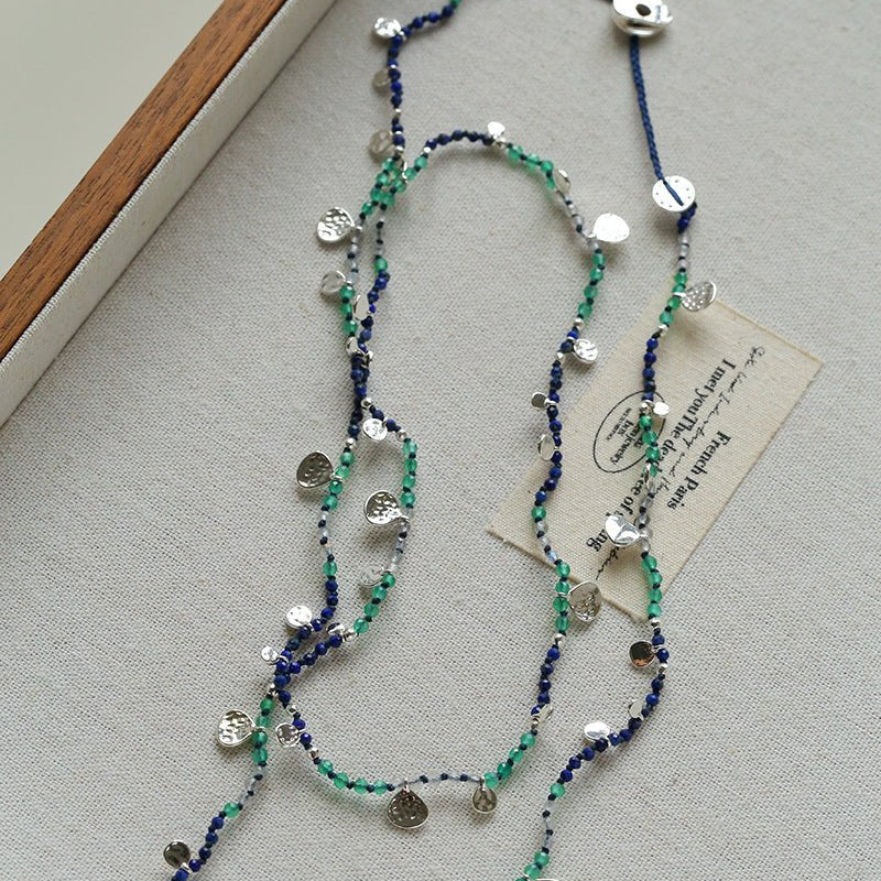 Bohemian Woven Natural Stone Necklace – Silver Accents - floysun