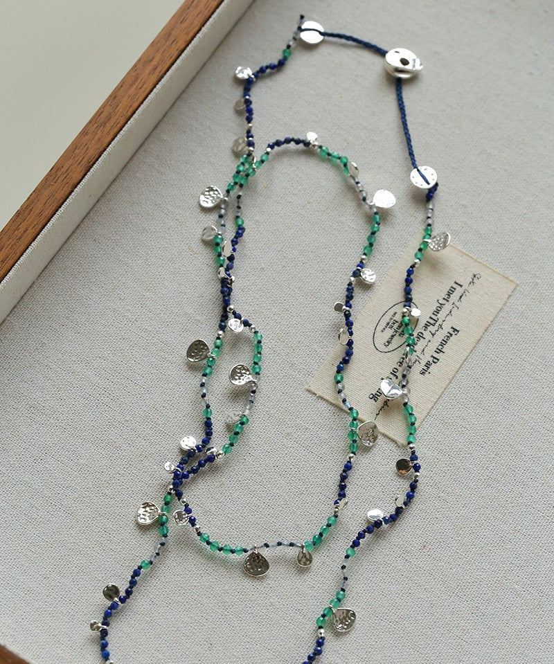 Bohemian Woven Natural Stone Necklace – Silver Accents - floysun
