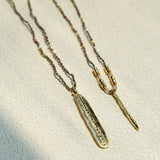 Boho Hand‑Textured Gold Ore Bar Pendant Necklace - floysun