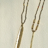 Boho Hand‑Textured Gold Ore Bar Pendant Necklace - floysun