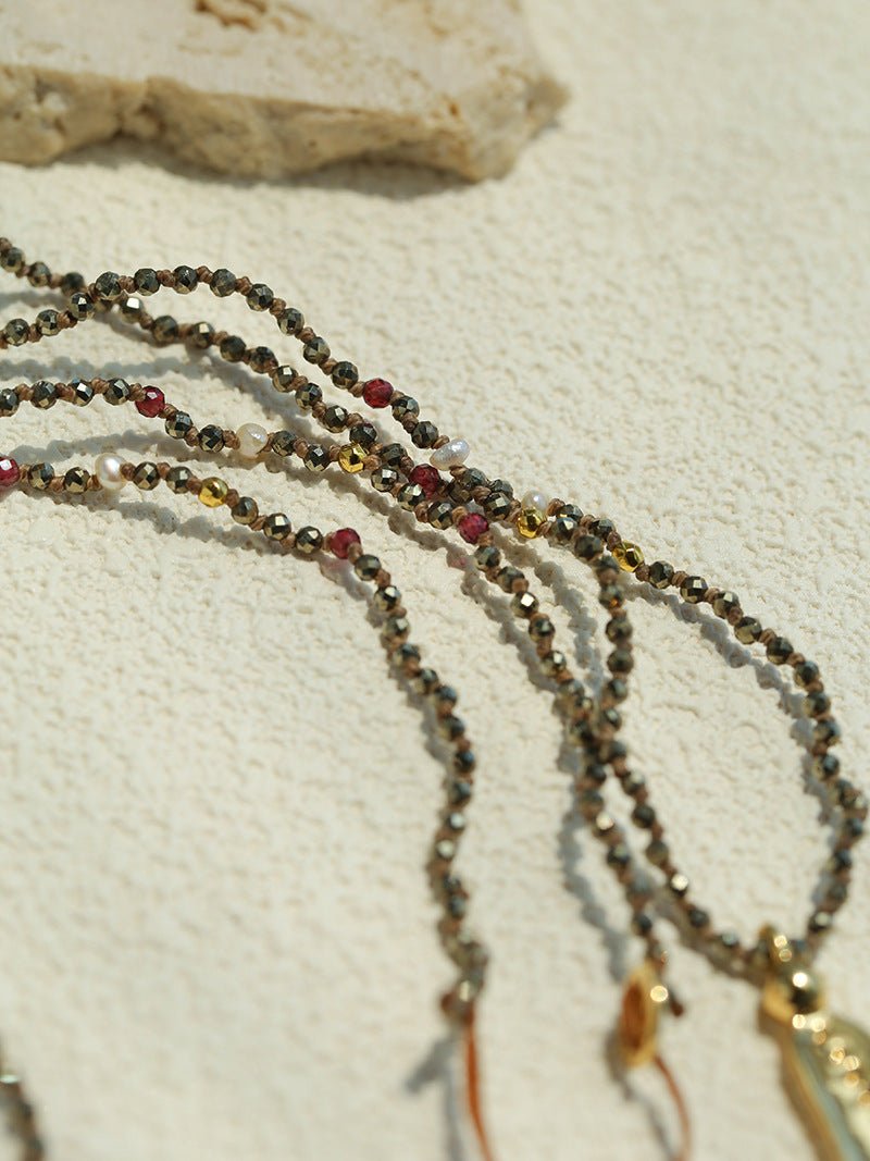 Boho Hand‑Textured Gold Ore Bar Pendant Necklace - floysun
