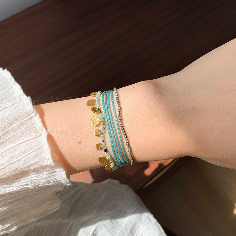 Boho Multi-Layer Woven Cord Beaded Bracelet - floysun