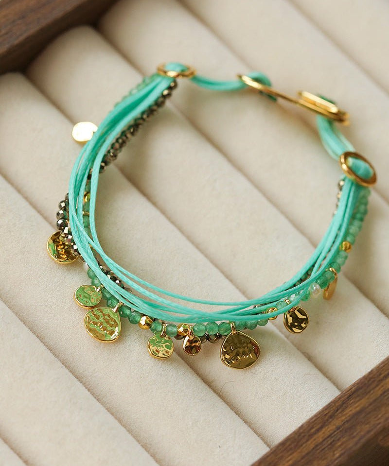 Boho Multi-Layer Woven Cord Beaded Bracelet - floysun