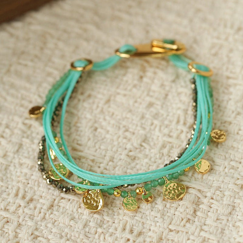 Boho Multi-Layer Woven Cord Beaded Bracelet - floysun