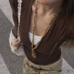 Boho Natural Picture Jasper Tassel Pendant Necklace - floysun