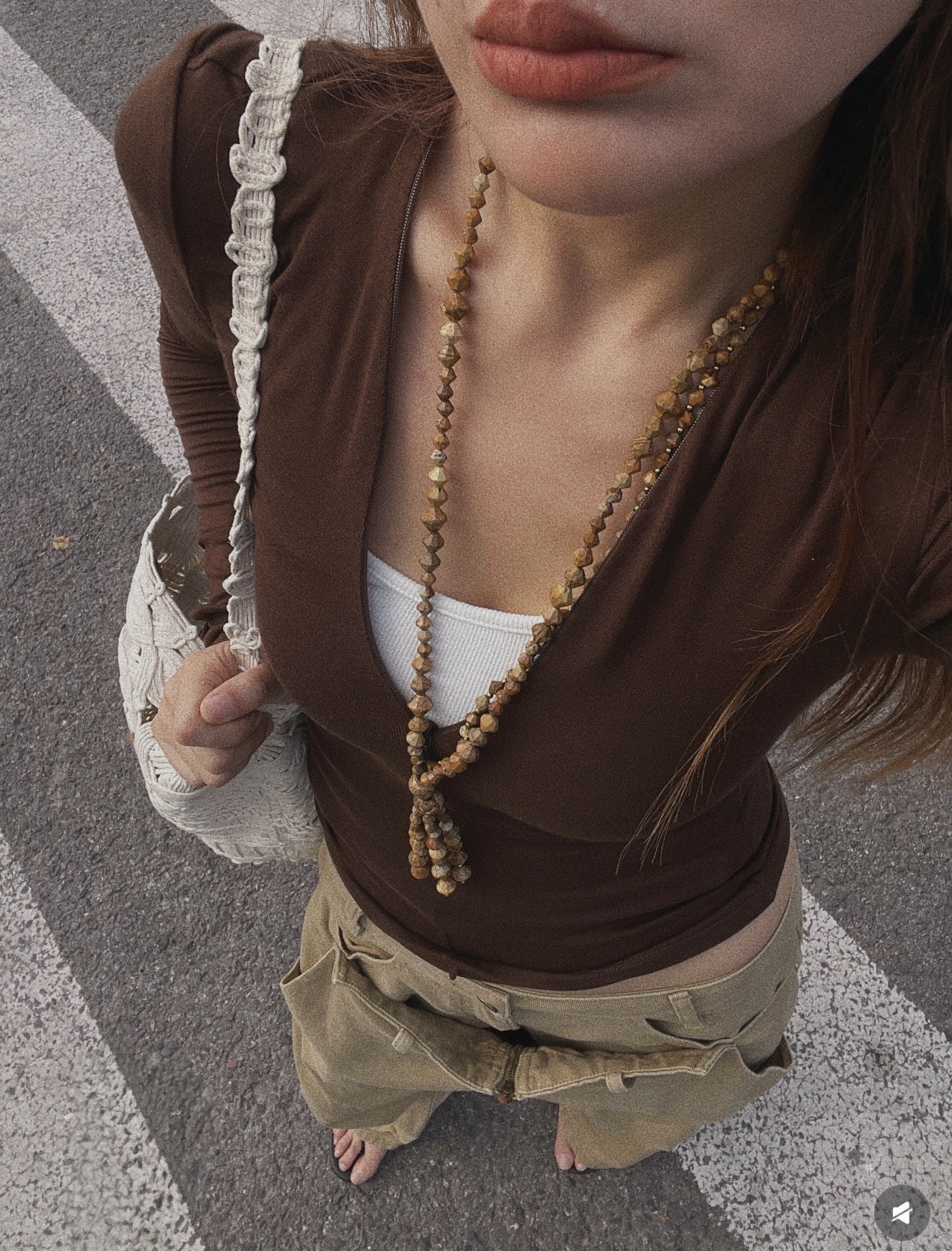 Boho Natural Picture Jasper Tassel Pendant Necklace - floysun