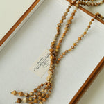 Boho Natural Picture Jasper Tassel Pendant Necklace - floysun