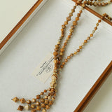 Boho Natural Picture Jasper Tassel Pendant Necklace - floysun