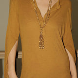 Boho Natural Picture Jasper Tassel Pendant Necklace - floysun