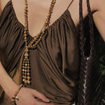 Boho Natural Picture Jasper Tassel Pendant Necklace - floysun