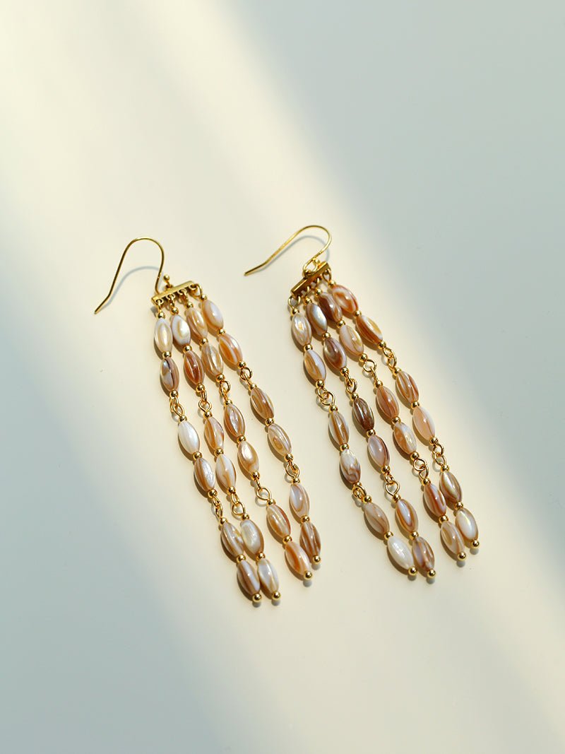 Boho Style Natural Shell Tassel Dangle Earrings - floysun