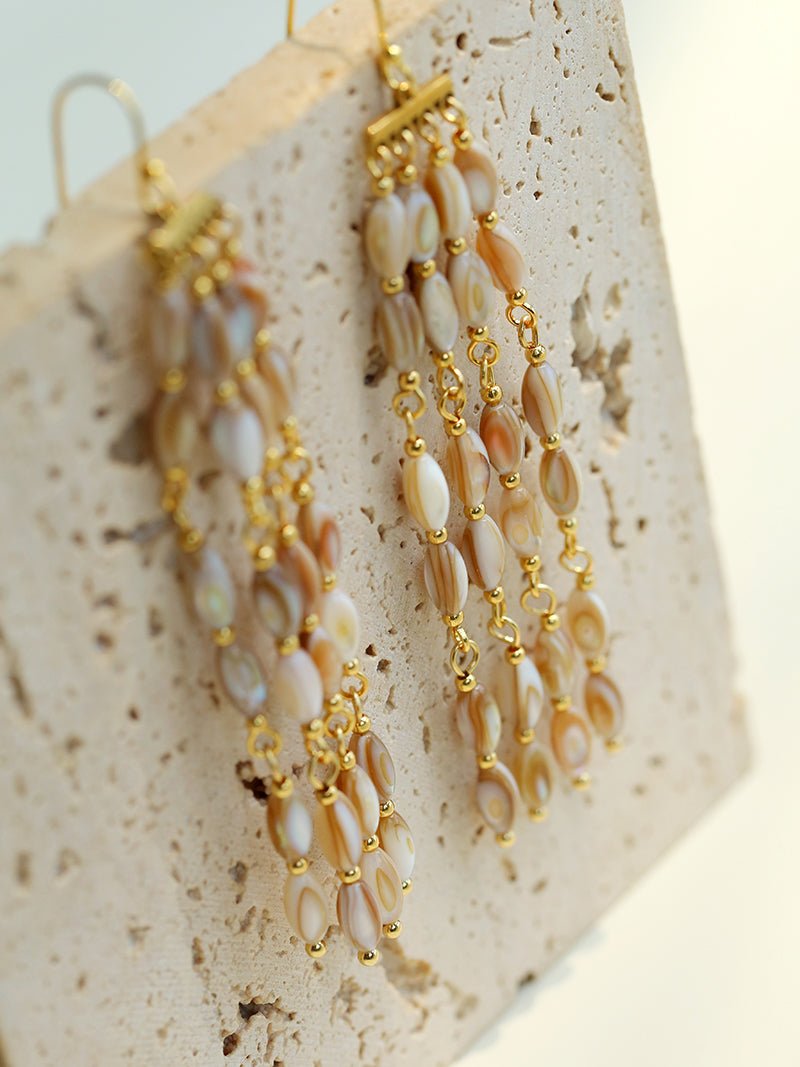 Boho Style Natural Shell Tassel Dangle Earrings - floysun