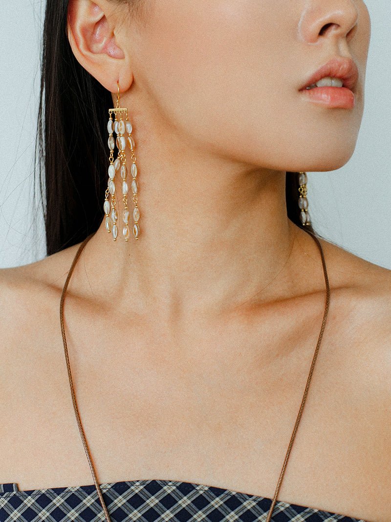 Boho Style Natural Shell Tassel Dangle Earrings - floysun